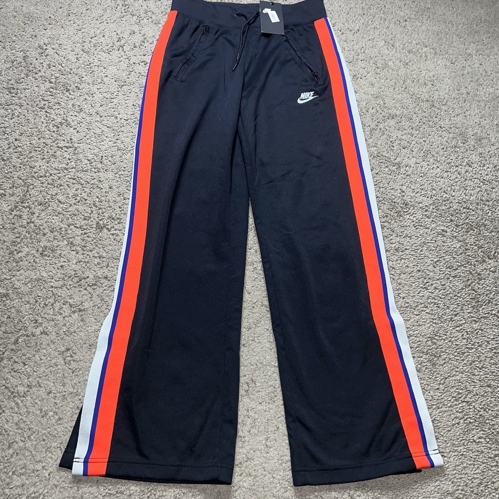 NWT Nike Sweatpants Womens Small Black Red Trim Drawstring Cotton Blend baggy